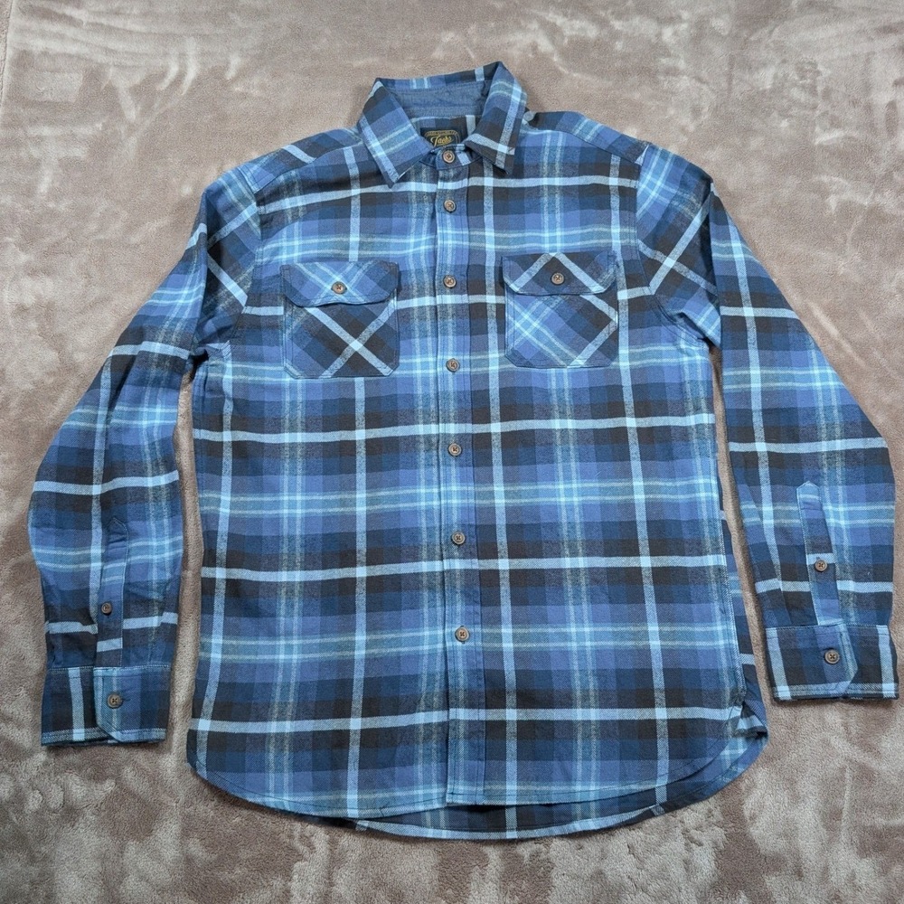 Jachs MFG Heritage Flannel Shirt Mens M Blue Black Plaid Cotton Button Down